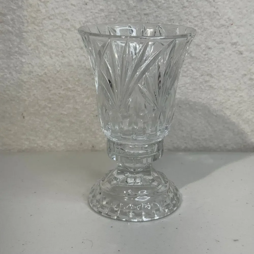 VTG Silhouette Fifth Avenue Lead Crystal Glass Hurricane Candle Holder 2 Piece